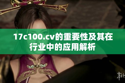 17c100.cv的重要性及其在行业中的应用解析