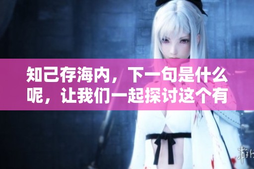 知己存海内，下一句是什么呢，让我们一起探讨这个有趣的话题！