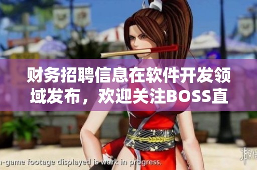 财务招聘信息在软件开发领域发布，欢迎关注BOSS直聘的最新机会